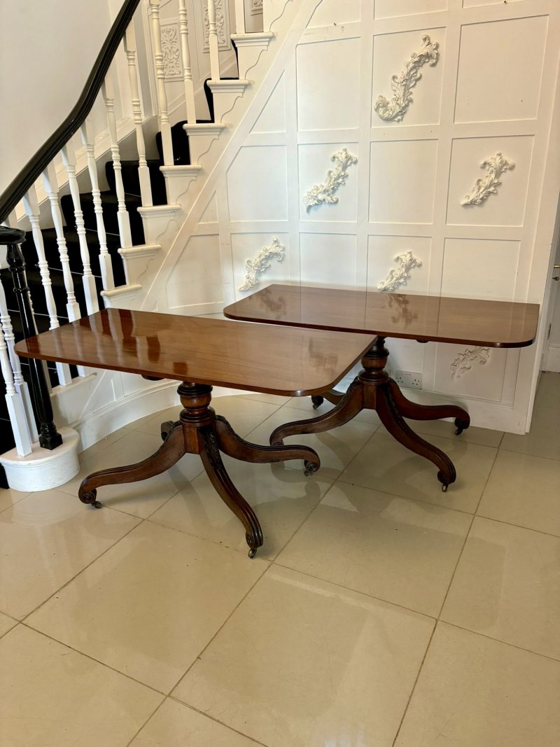 Superb Quality Antique Regency Three-Pillar Mahogany Dining Table